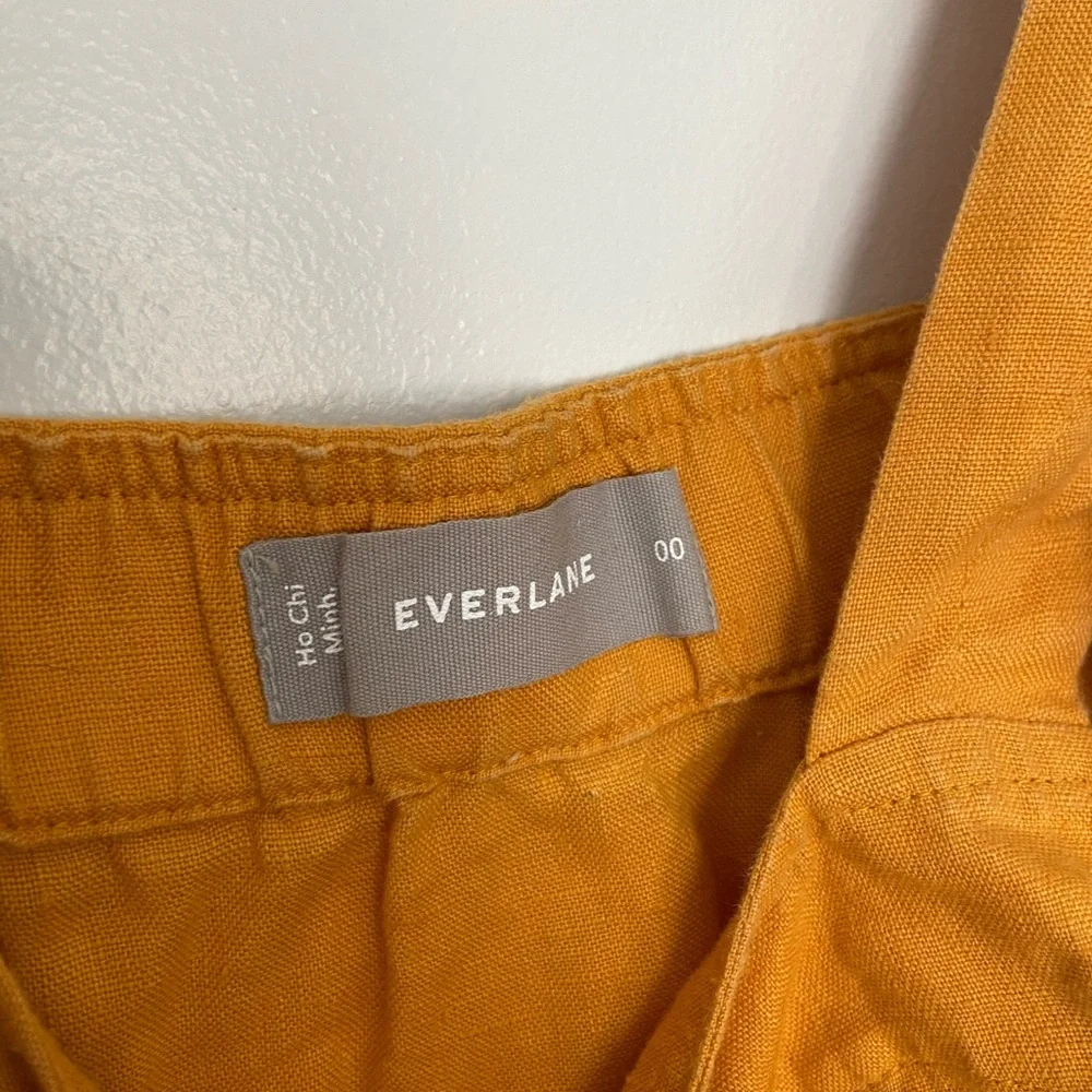 EVERLANE Square Neck 100% Linen Jumpsuit in Marigold